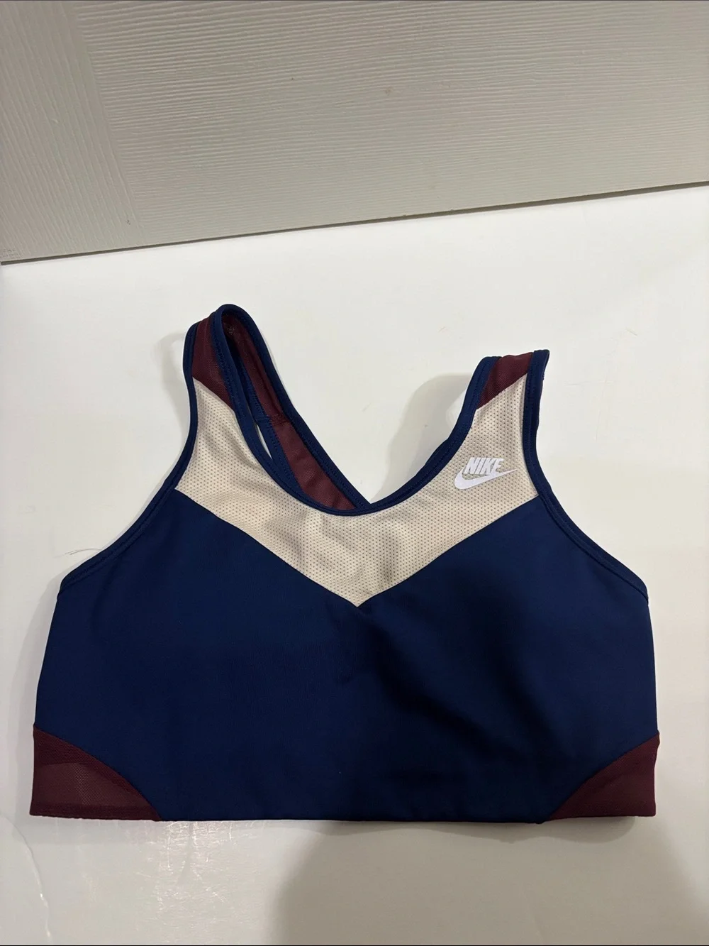 Nike Navy, Beige & Burgundy Racerback Sports Bra